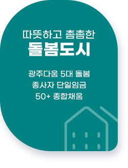 3. 따뜻하고 촘촘한 돌봄도시/광주다움 5대 돌봄,종사자 단일임금,50+ 종합채움
