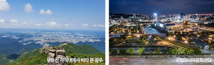 무등산 서석대에서 바라 본 광주, 국립아시아문화전당